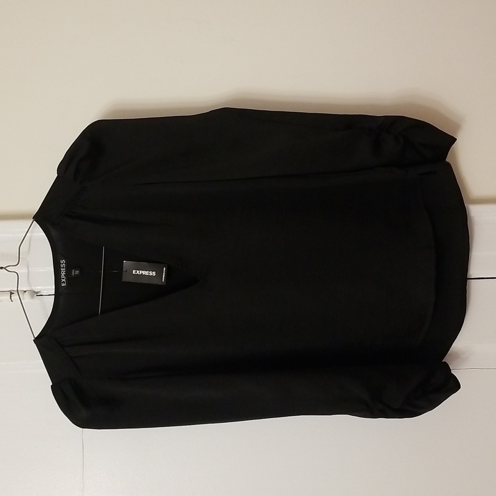 Express Elegant Black V-Neck Blouse